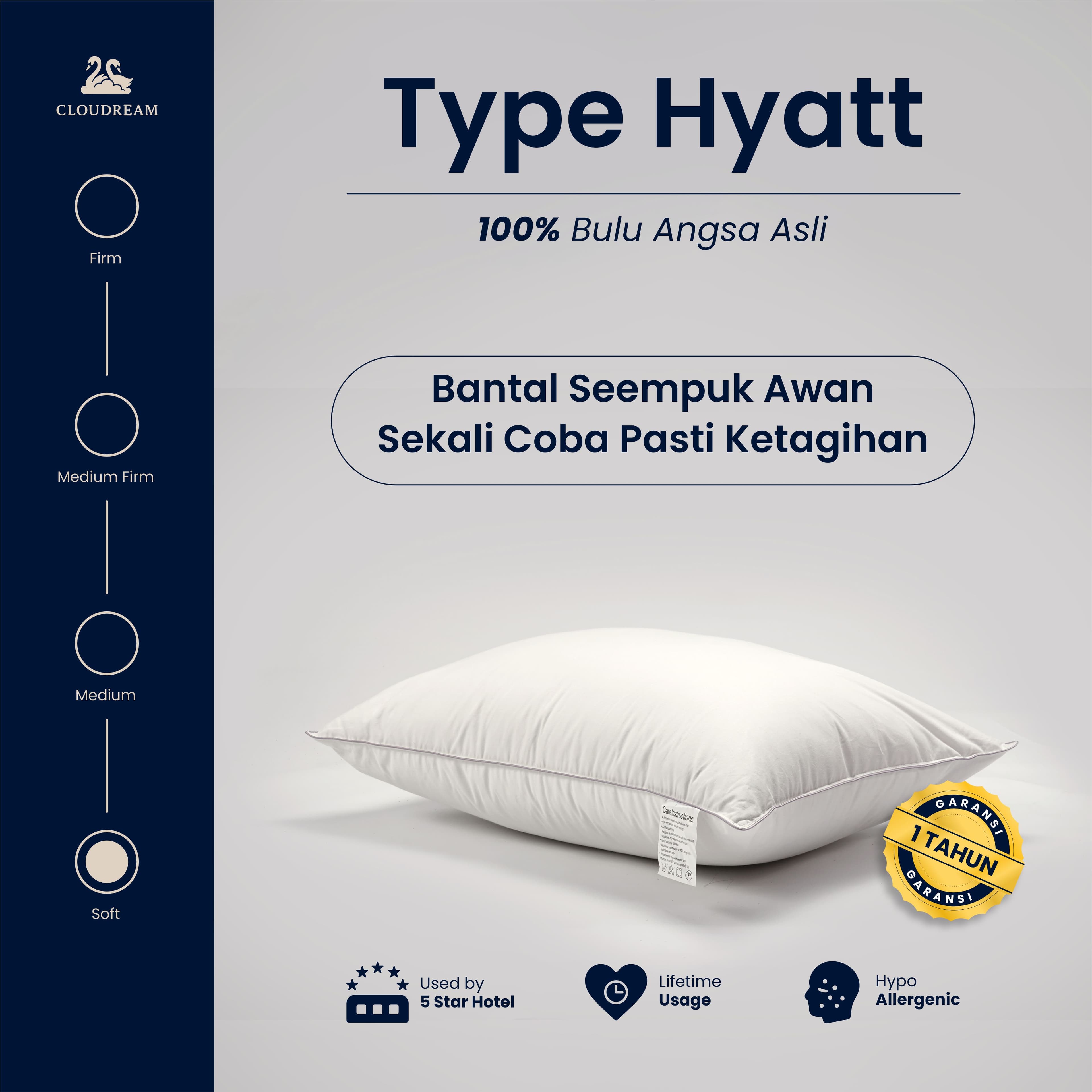 Bantal Hotel Hyatt 100% Bulu Angsa Asli main view
