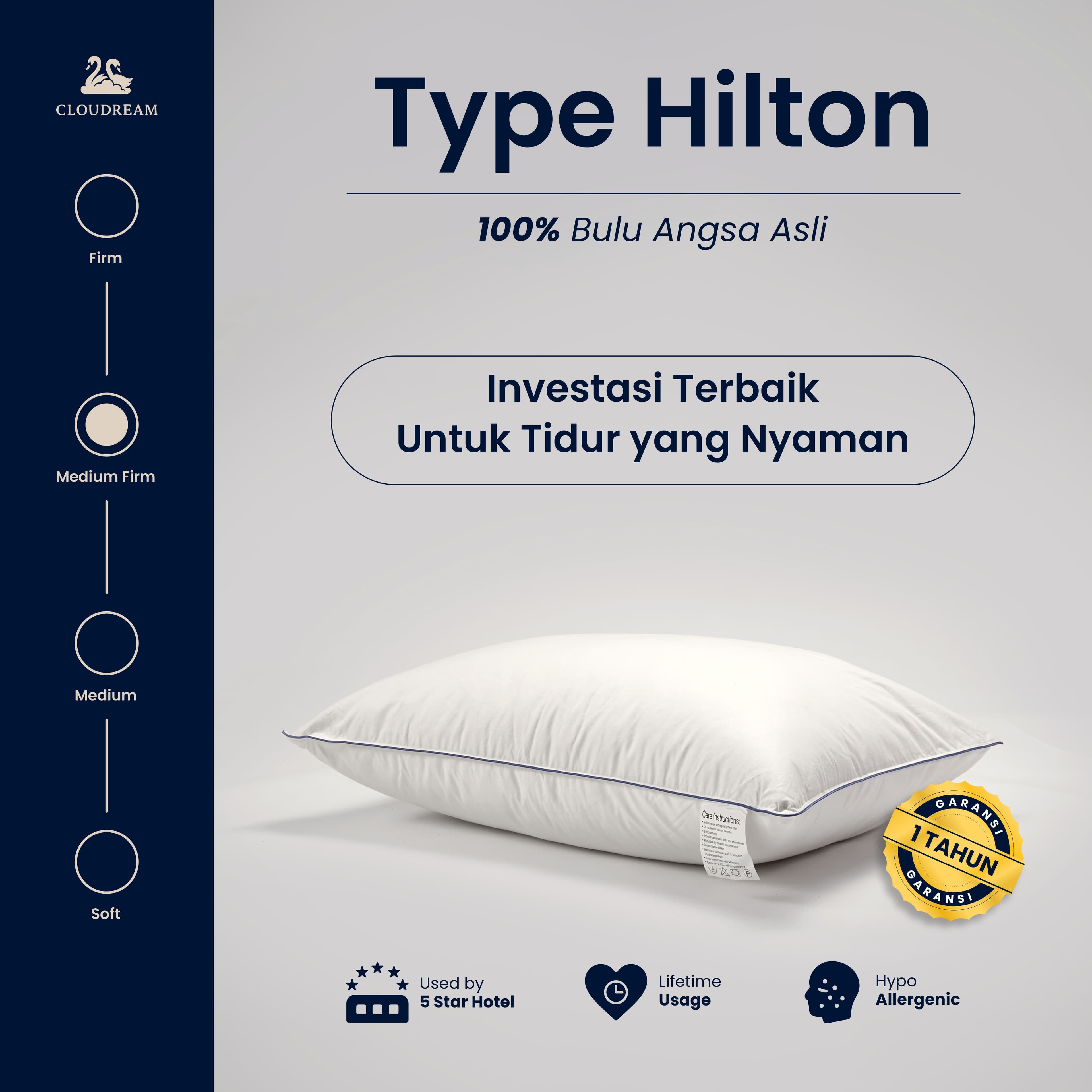 Bantal Hotel Hilton 100% Bulu Angsa Asli main view