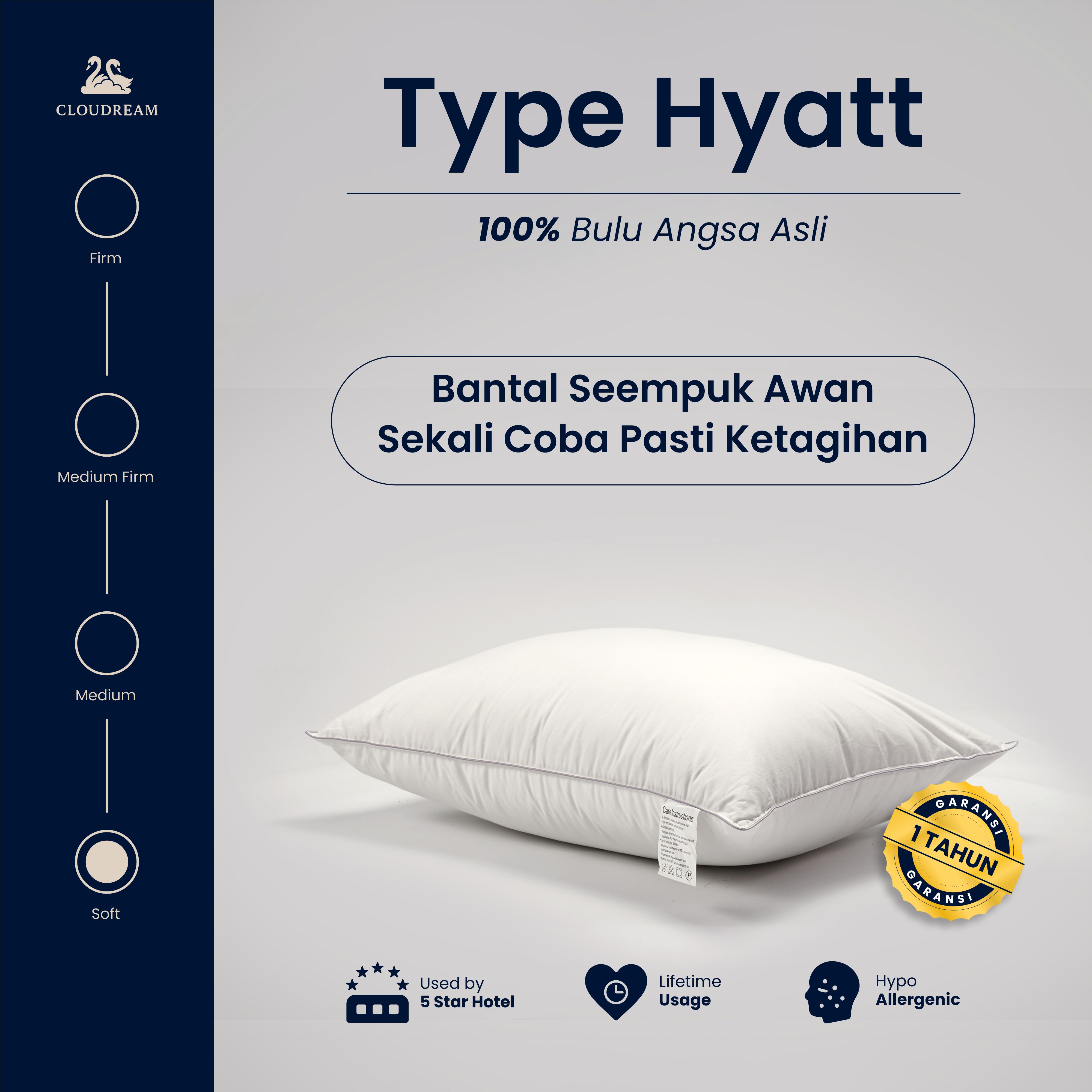 Bantal Hotel Hyatt 100% Bulu Angsa Asli